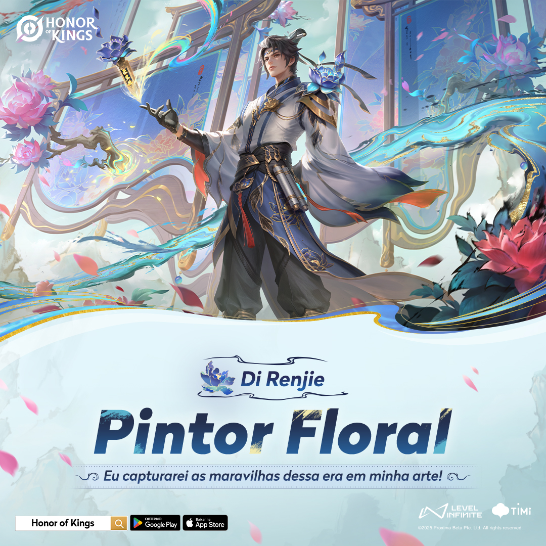 Di Renjie - Pintor Floral agora faz parte do evento de login!
Faça login por 21 dias para resgatar o visual e por 28 dias para ganhar botões personalizados!
📷 Não perca nenhum dia — as recompensas estão esperando por você!

#HonorofKings #HOK #HOKThrilling #NewSkin  #DiRenjie