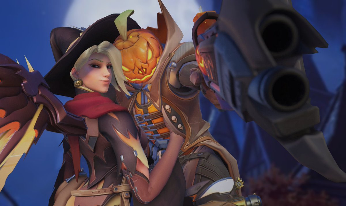 CorruptumCorax's tweet image. that one couple the second it hits october 1st
happy spooky month, have the power couple

🧙🏻‍♀️💕🎃
Witch Mercy / Pumpkin Reaper

#Overwatch #Overwatch2 #Mercykill