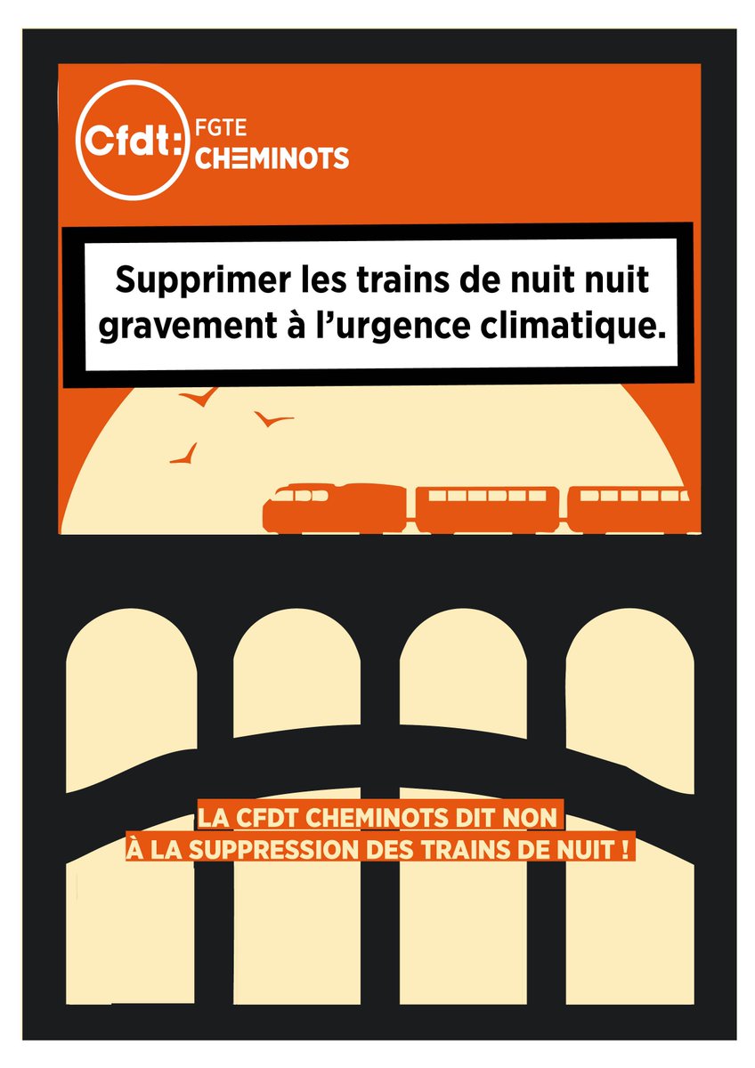 SUPPRESSION DES TRAINS DE NUIT || Le gouvernement et la SNCF annoncent de manière brutale la suppression des liaisons de nuit Paris-Berlin et Paris-Vienne en dépit des promesses réitérées ces dernières années. La CFDT s'oppose fermement à cette suppression et se tient aux côtés