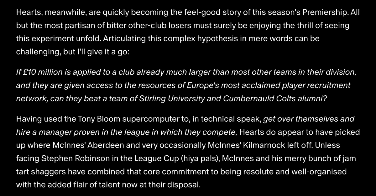 Very much enjoying this license to be a bit snidey about every team in the Premiership that isn't managed by Stephen Robinson.