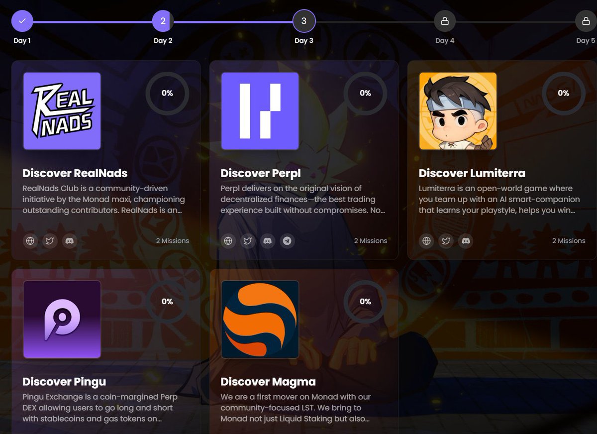 thank you for joining! 💜

don’t forget to do these tasks for <a href="/RealNadsClub/">RealNads</a> <a href="/perpltrade/">Perpl (mainnet arc)</a> <a href="/LumiterraGame/">Lumiterra (mainnet arc)</a> <a href="/PinguExchange/">PINGU</a> and <a href="/MagmaStaking/">Magma 🐲🧡 (mainnet arc)</a>!

(benga lost some aura points at the end)