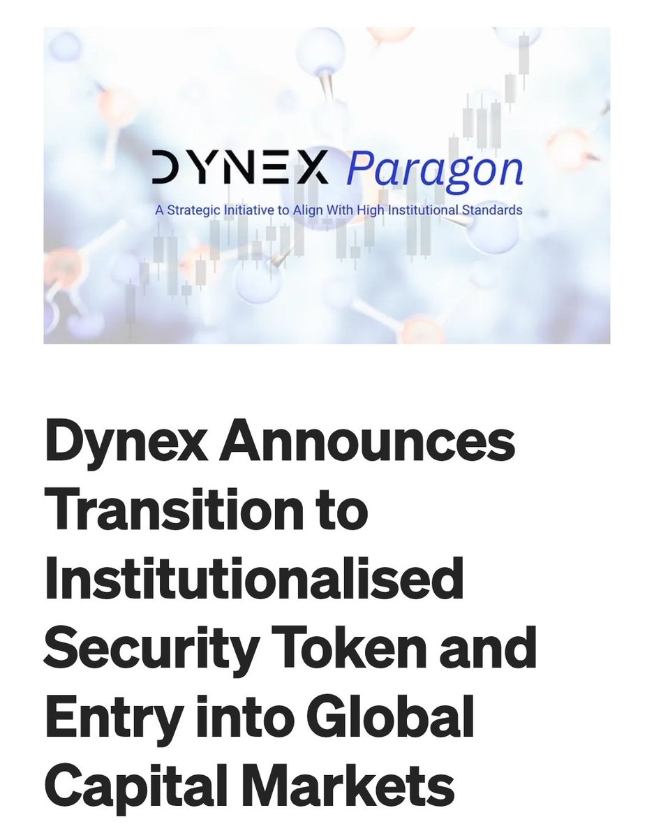 JeremyH55885553's tweet photo. Alright, let's break down the latest #dynex news. 

Dynex just said the DNX → security-token swap will use a fixed conversion price and no holder will take a loss—even if they bought the ATH. 
That’s a bold pre-IPO signal.

Why do this? That's the big question,  right? Well, in the realm of federal regulations,  there's a lot of reasons.
• Build investor trust before IPO
• Enter capital markets clean (no “bagholders”)
• Align w/ institutions & underwriters (clarity, compliance)
• Smooth cap table for a regulated security

What it implies:
If nobody loses—even ATH buyers—then the fixed conversion price must be at or above $1.40 (the DNX ATH). Otherwise ATH buyers would be underwater. That’s your implied floor for the swap. I repeat: FLOOR.

Even at the floor price,  this is an asymmetric anomaly
If DNX trades <$0.05, a $1.40 floor = ~28–35× to the floor (0.05→1.40 = 28×; 0.04→1.40 = 35×). If the fixed price lands above $1.40, the spread is larger.

Now for speculation beyond floors. The recent AMA target
Clifford Mapp pointed to $500M mcap in the recent AMA. He didn't have to throw out a number that deliberately.  If the current cap is ≈$5M, that’s a ~100× re-rating scenario as they transition to a regulated security with institutional access.

Why institutions care about this conversion to a security token. 
• Clean conversion removes legacy volatility baggage
• Creates a security that funds can hold
• Easier for banks/exchanges to diligence an asset w/ defined floor + roadmap (Apollo, PCIe cards, QaaS, quantum-encrypted comms)

Market dynamic that will likely  unfold:
DNX starts behaving like a pre-IPO voucher: speculators/arbitrage desks buy the crypto while it trades far below the implied conversion value, compressing the spread into the swap. This will be seen as an arbitrage opportunity. 

Bottom line
A guaranteed no-loss conversion before IPO is rare. If honored as stated, it sets a floor ≳ ATH and frames DNX as a high-conviction asymmetric anomaly—with a management-stated target of $500M mcap on the other side.

(⚠️ Not financial advice. Do your own research; wait for the formal terms.)