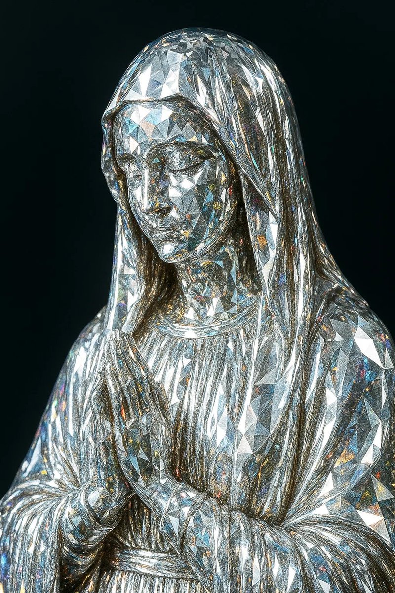 Virgin Mary praying but she sleaze