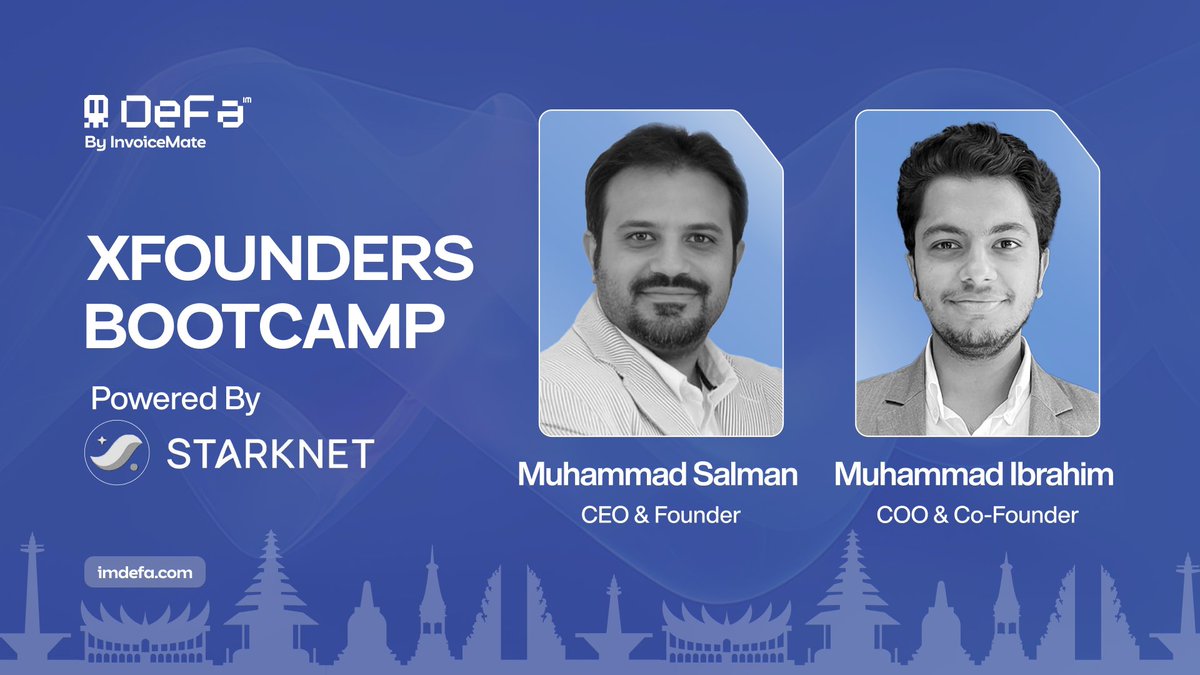 defaprimitive's tweet photo. We’re excited to share that DeFa by InvoiceMate is joining the @XFounders_camp powered by @Starknet 
 From Oct 6 – Nov 2, we’ll be in Bali, building alongside some of the most forward-thinking founders in Web3, driving our mission to connect DeFi liquidity with real-world businesses.

We appreciate the Starknet ecosystem for making this possible, and we’re looking forward to creating real impact together 🤝