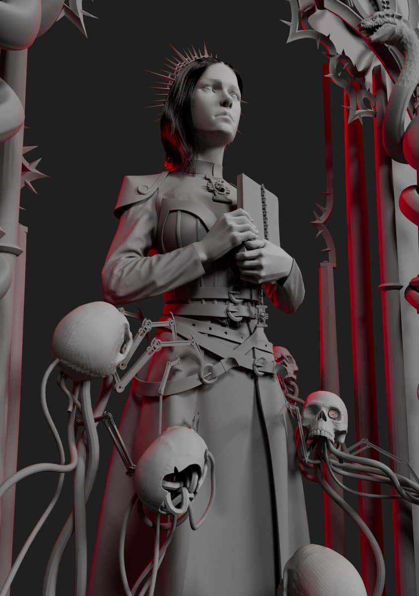 Roselytepixel's tweet photo. A work-in-progress 3d adaptation of Lorenzo Mastroianni's fantastic cover artwork for Penitent, the Warhammer 40k novel by Dan Abnett.
Done in Maya and Mudbox.
#warhammer40kspacemarine2
#3dwarhammer
#40kMiniatures
#warhammercommunity
#Gameplay
#gamedevelopers https://t.co/rBtYdnwTxd