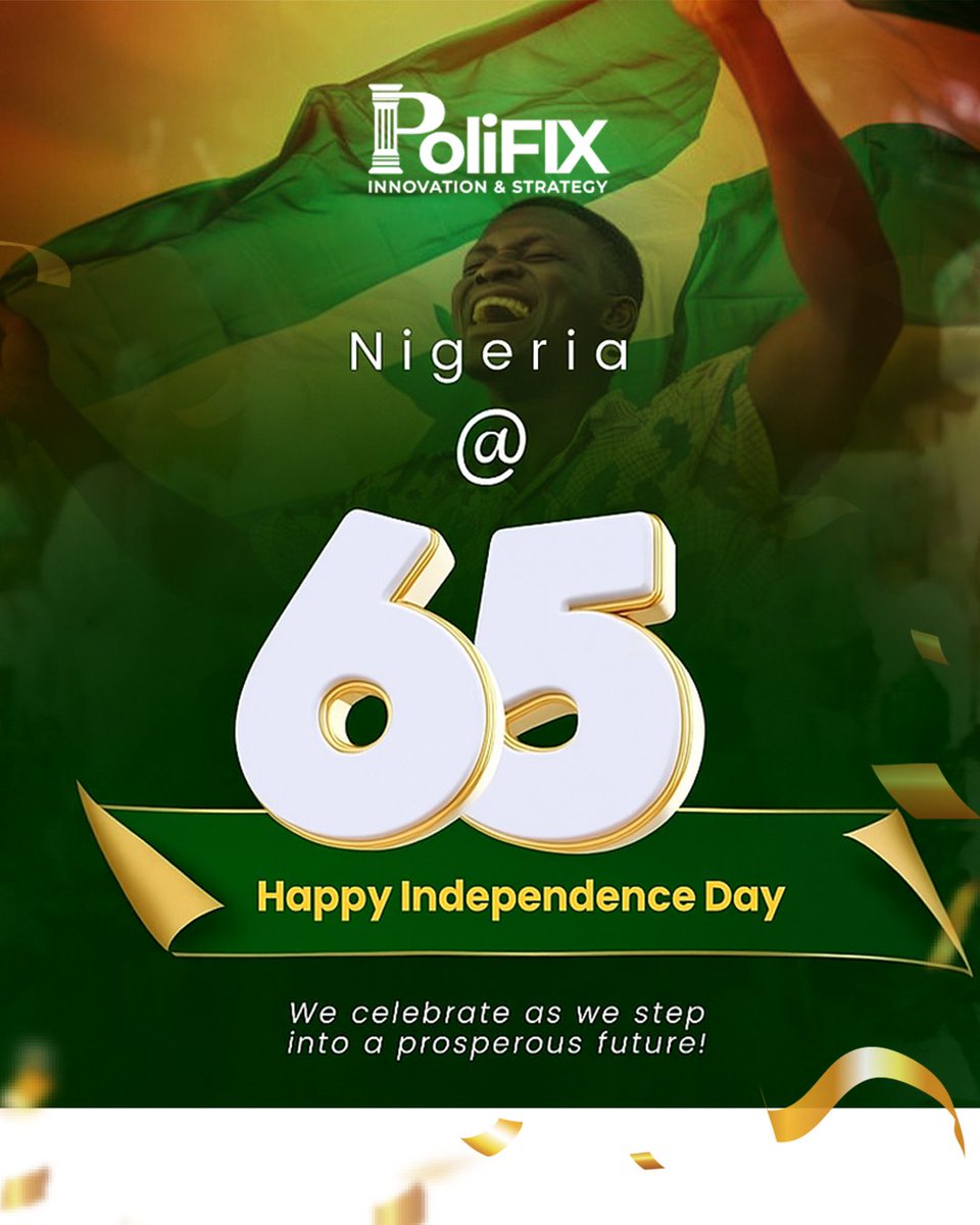 SendPolifix's tweet photo. Happy Independence Day 🇳🇬! Today we celebrate Nigeria’s resilience & unity. Let’s keep shaping policies & building a future where every voice matters. #NigeriaAt65 #PoliFIX
#wewillemerge #independenceday2025🇳🇬 https://t.co/mZsvnueEiI