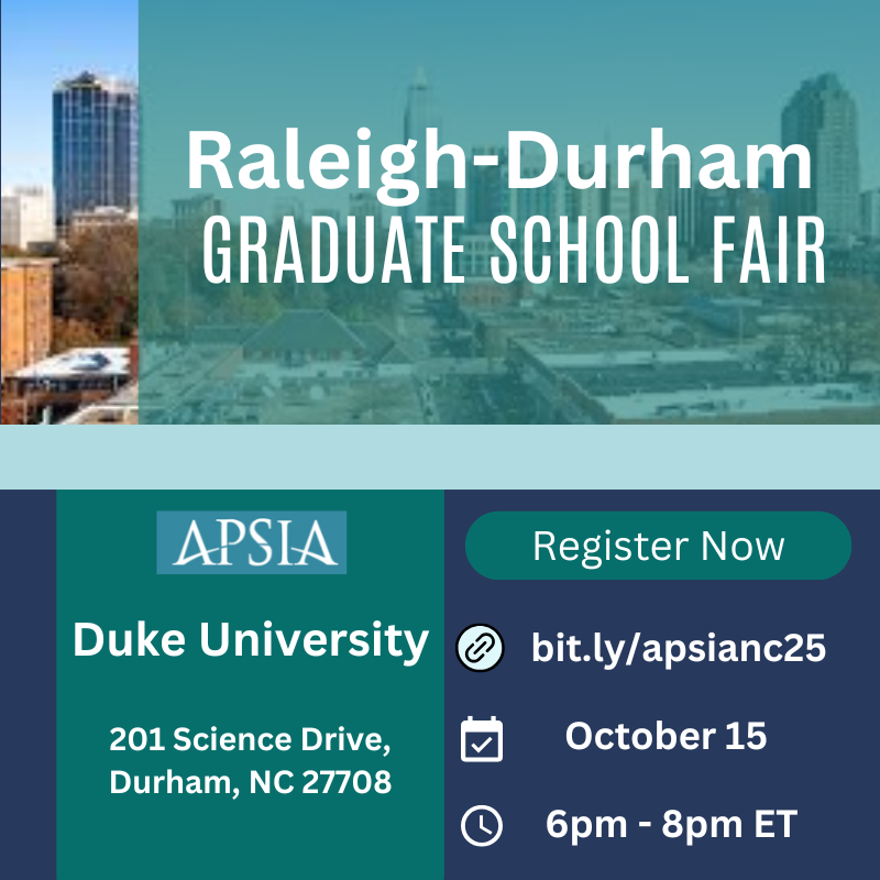 apsiainfo's tweet image. Happy October! And with a new month, brings new APSIA #events! Join us for our #gradschool fairs in Michigan, North Carolina, and Online! Register for free! Oct 7, 15, and 23! apsia.org/events

#annarbor #raleigh #durham #intlaffairs #admissions