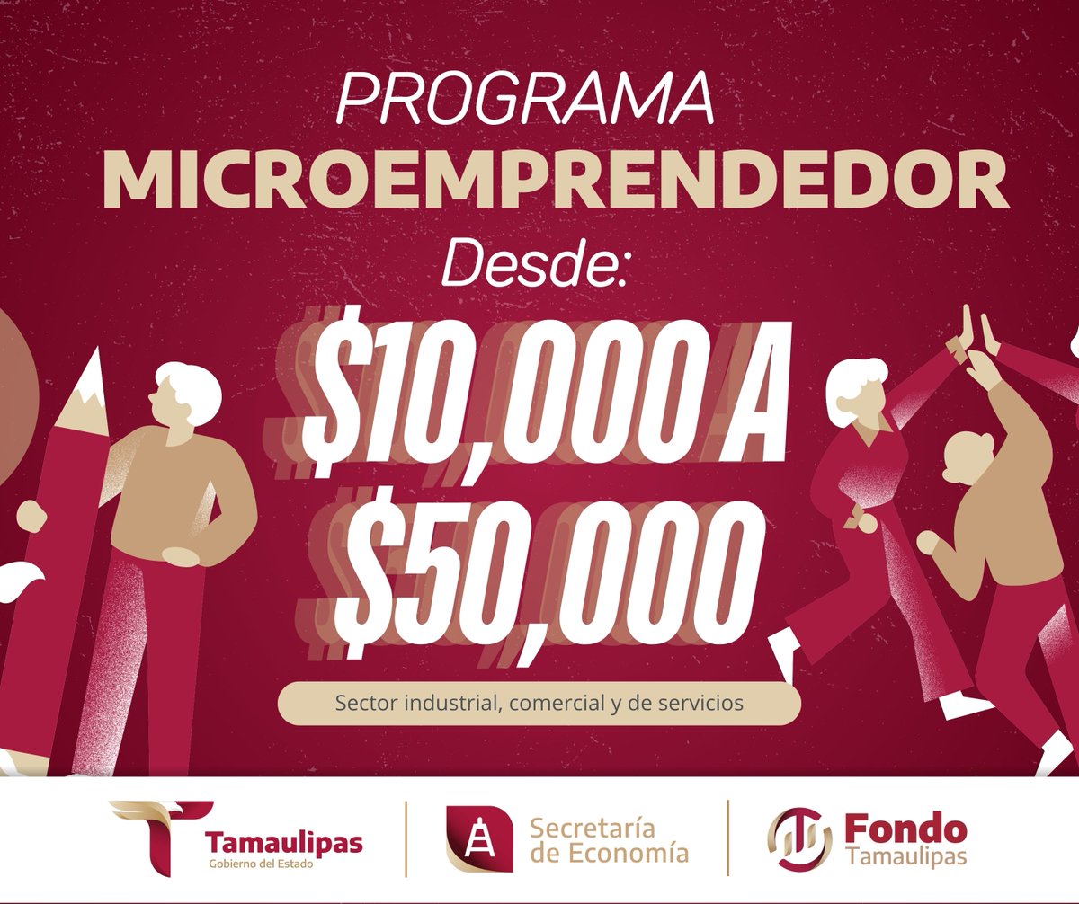 Con el programa MICROEMPRENDEDOR, Fondo Tamaulipas impulsa a hombres y mujeres emprendedoras con financiamiento de hasta $50,000.
Infórmate: fondotamaulipas.gob.mx/microemprended…
(834) 172 6000
#TamaulipasSeTransforma #FondoTamaulipas