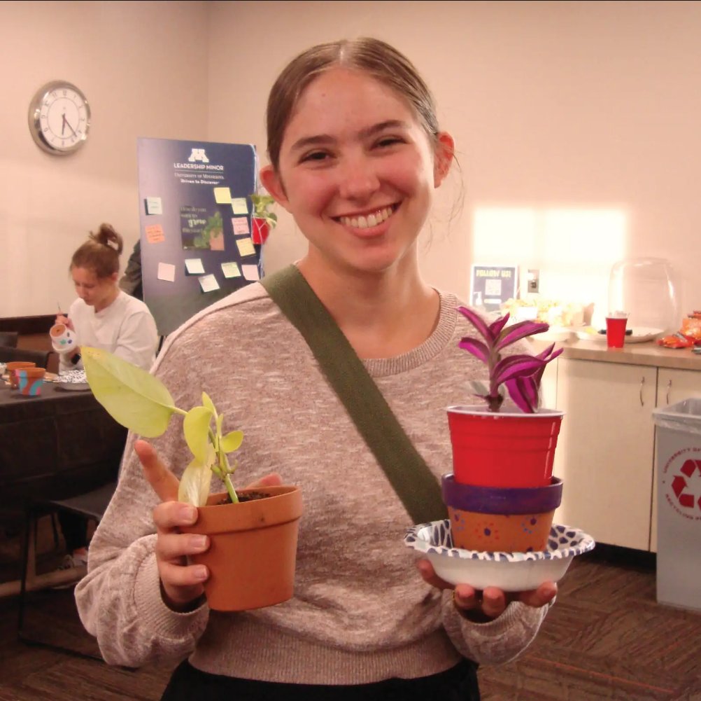 Now and then! Lily's plant from last year's Leadership Minor's event "Paint and Plant" is still thriving!

Drop by Appleby Hall any time from 5-7 pm tonight to paint a pot and then pick a plant to pot! Tag us in your creations!