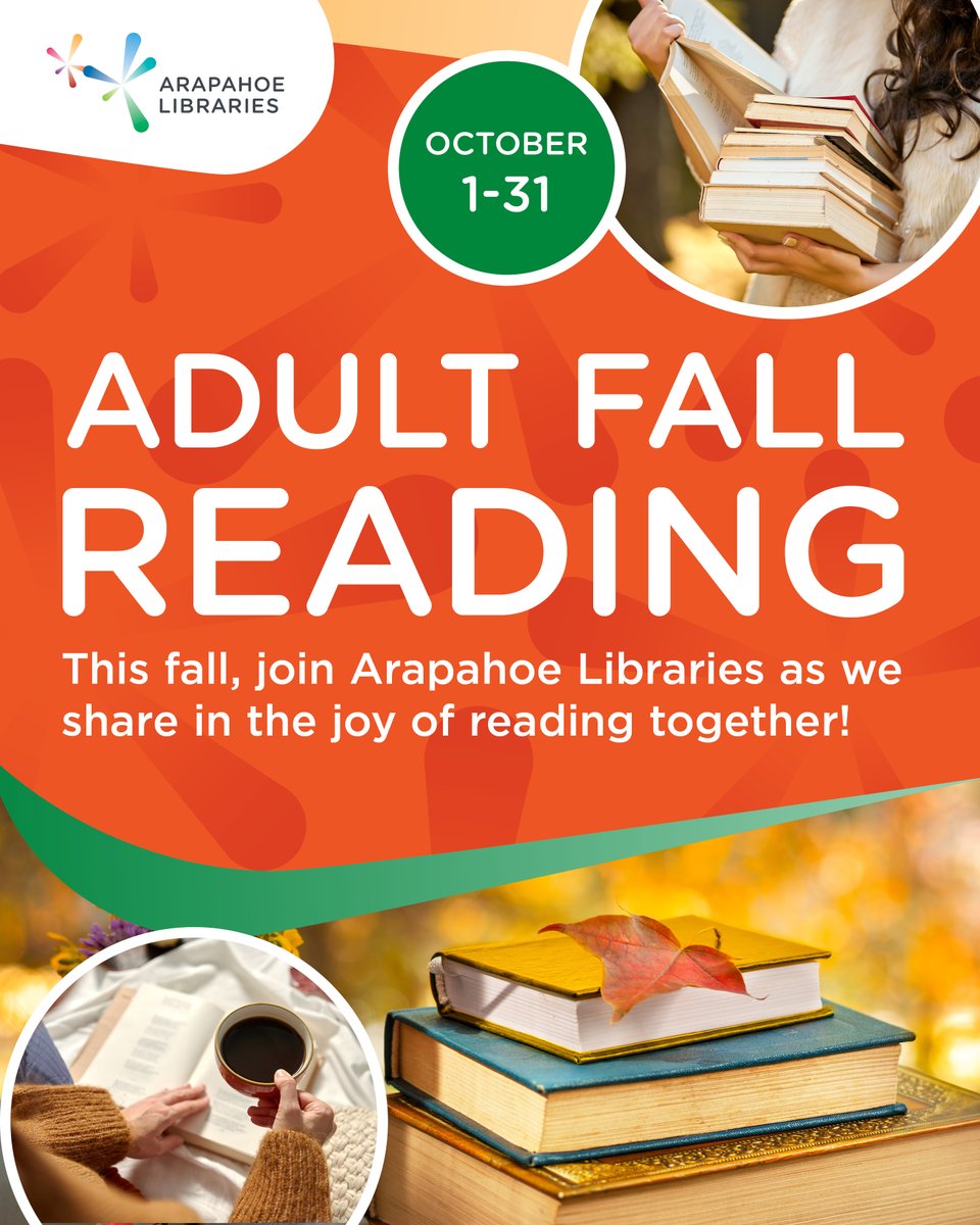 ArapahoeLibrary's tweet image. Fall into a good book 🍂📚
Join our Adult Fall Reading program and enter to win weekly prizes!
🎉 Learn more: arapahoelibraries.org/adult-fall-rea…

#AdultFallReading2025 #LibraryLife #ReadItForward