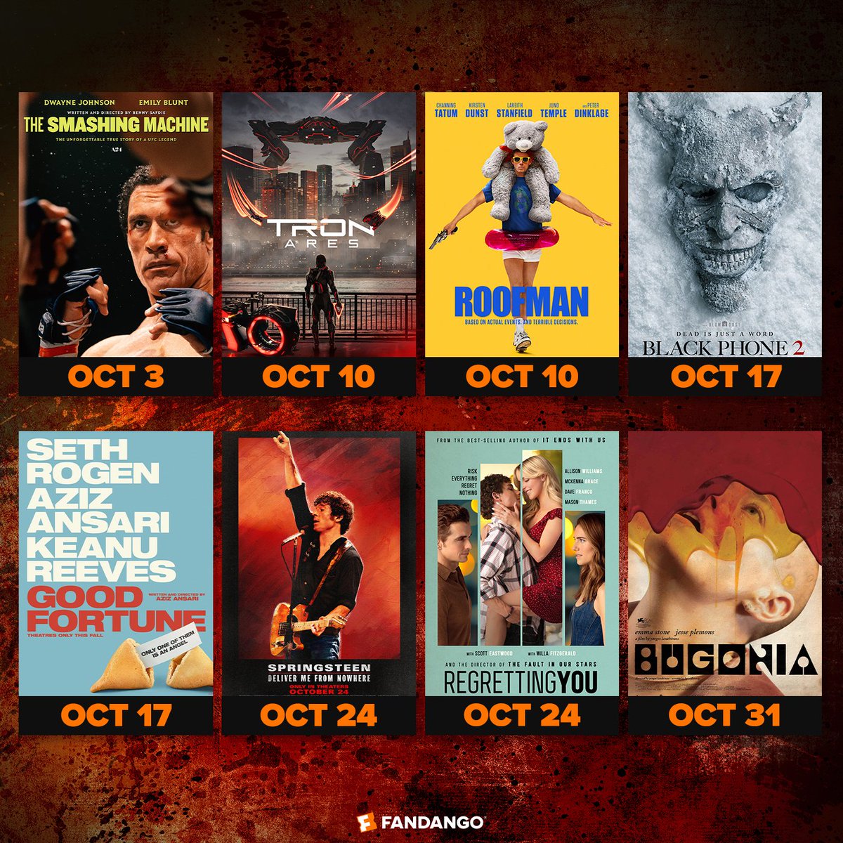 Fandango's tweet image. New month means new movies hitting the big screen! What October movies are you excited to watch in theaters?