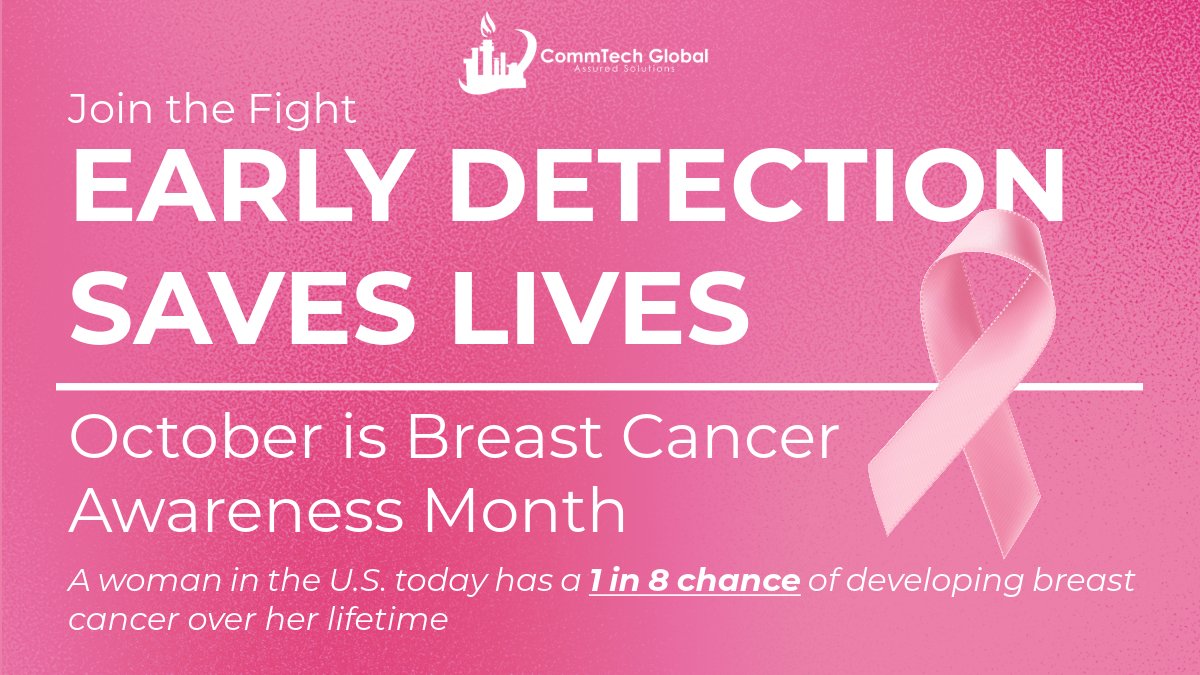 commtechglobal's tweet image. This October, join CommTech Global in bringing awareness to breast cancer. Get involved! Donate to organizations, volunteer at events, and listen to stories of survivors and those still fighting.

Together, we can make a difference!

#BreastCancerAwarenessMonth #EarlyDetection