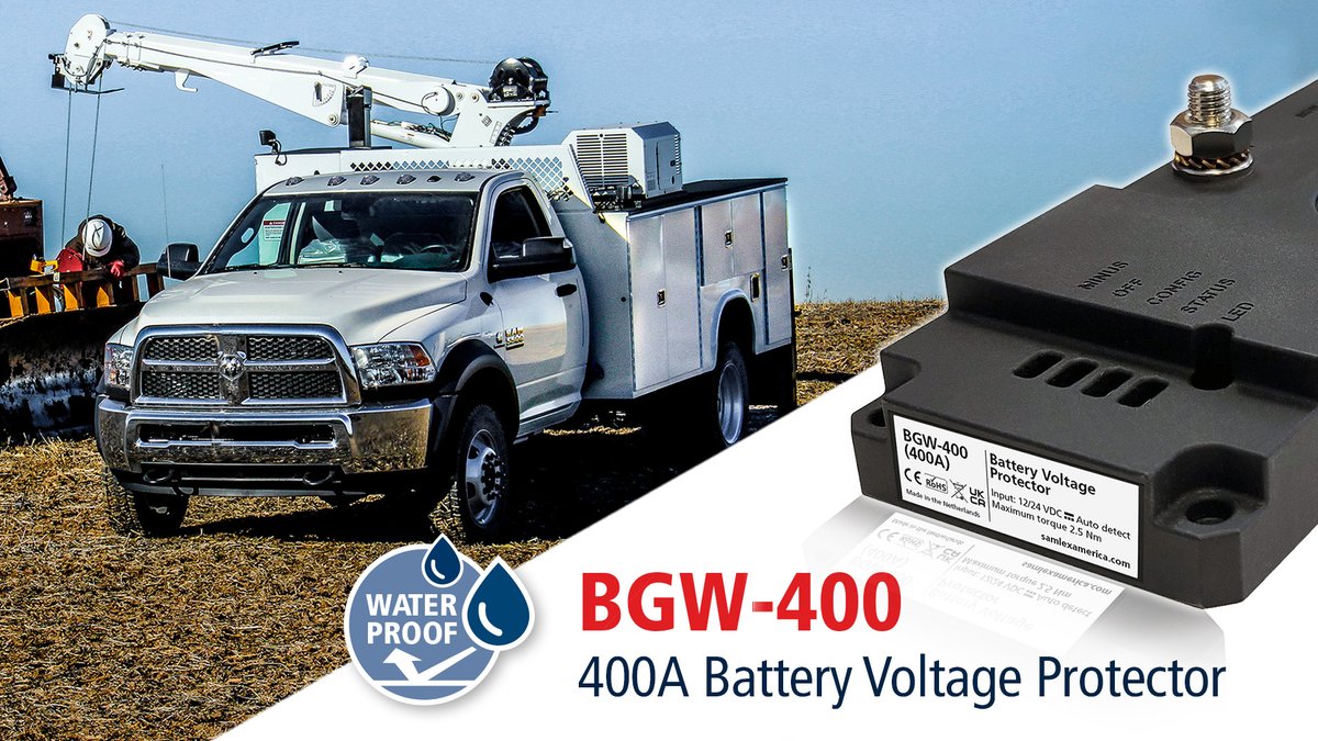 Stop downtime before it starts. 🚫🔋
The Samlex BGW-400 Battery Voltage Protector keeps utility fleets powered and protects batteries from over-discharge.

Get yours today:
👉 samlexamerica.com/products/batte…

#BatteryProtection #UtilityExpo #SamlexAmerica