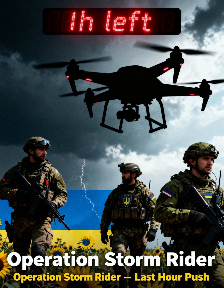 Operation Storm Rider! $6,797 of $7,500  
1 Hour to go, $ 703 to  reach🎯

🇺🇦 On Defenders Day, we honor the brave heroes who’ve risked everything for freedom and democracy. Rider Company stands with Ukraine’s defenders—past and present. Every Toonie  is a tribute to their