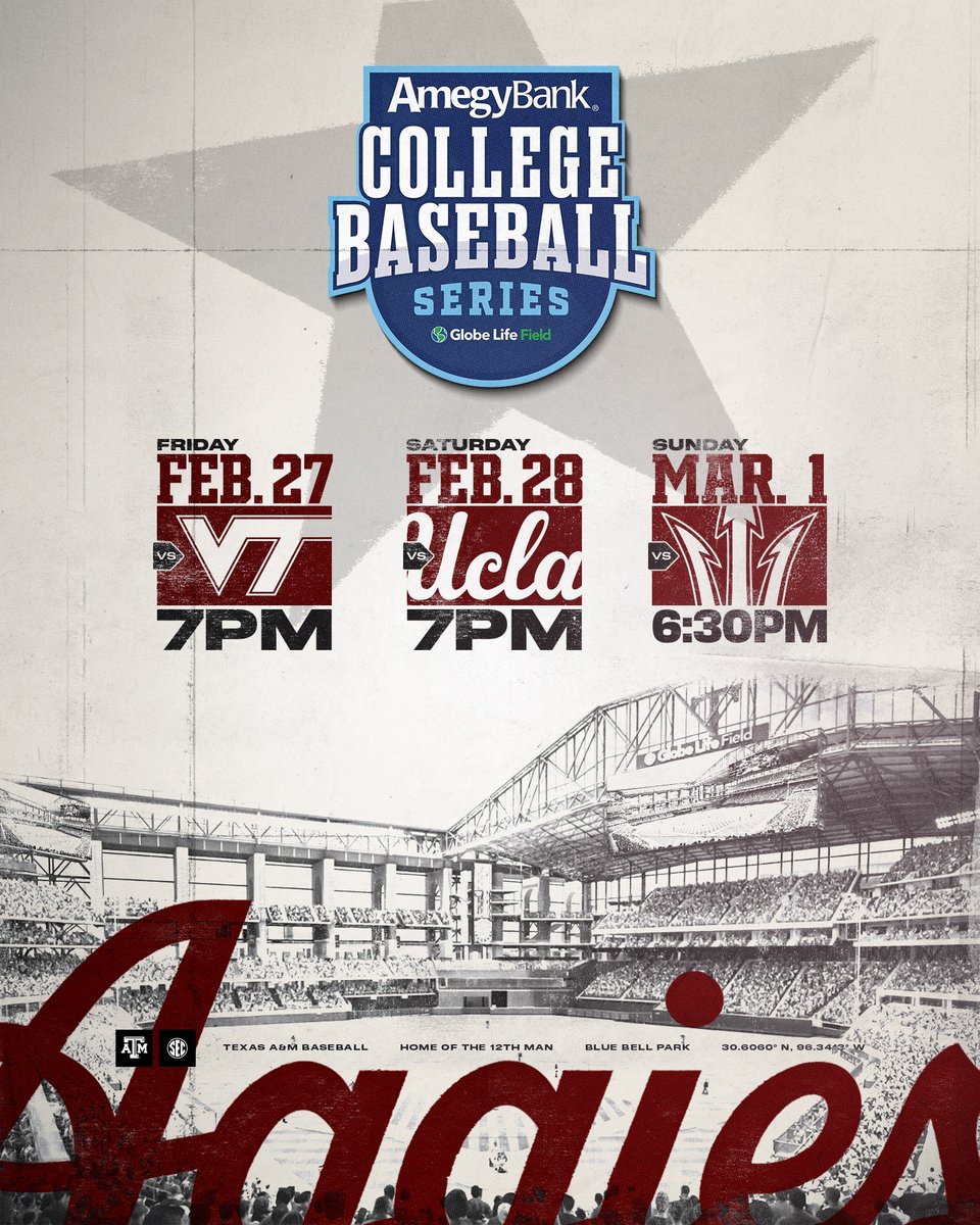 Texas A&M Baseball (@aggiebaseball) on Twitter photo Mark those calendars📅
Aggies ➡️ Arlington⚾️
#GigEm Mark those calendars📅
Aggies ➡️ Arlington⚾️
#GigEm