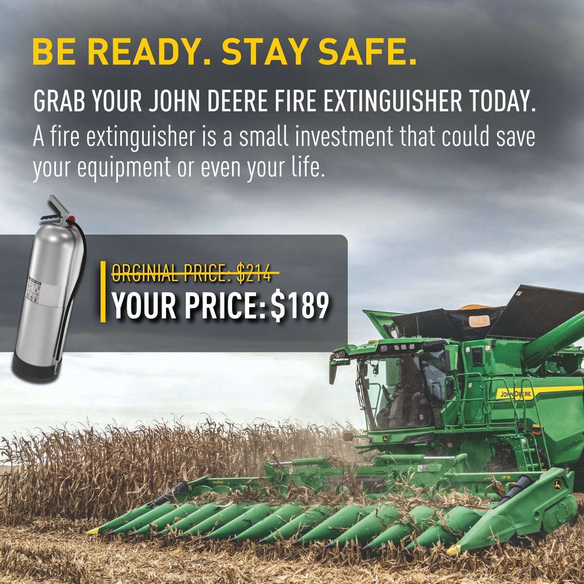 Get ready for post-harvest cleanup with John Deere glass cleaner and shop towels, and make sure safety is top of mind with a reliable fire extinguisher for your shop or cab.

Cleaner &amp; Towels: bit.ly/3ImM4j2
Fire Extinguisher: bit.ly/3IJQiBa