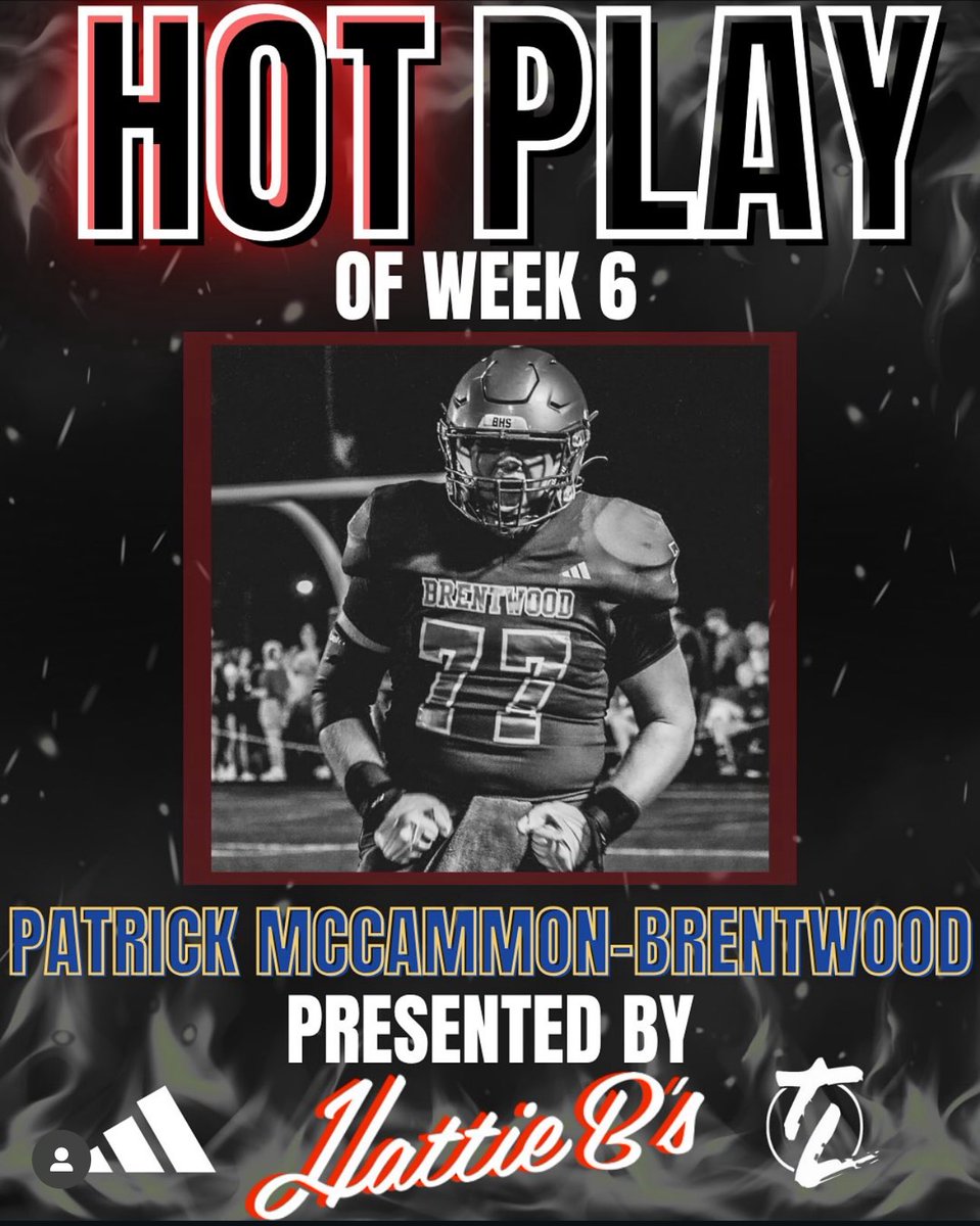 Patrick McCammon (@patrickmac77) on Twitter photo Thank you <a href="/OTL_TN/">Outside The Lines</a> for naming hot play of the week. <a href="/wcsBHSge/">Coach Evans</a> <a href="/wcsBHScf/">Brentwood Football</a> Thank you <a href="/OTL_TN/">Outside The Lines</a> for naming hot play of the week. <a href="/wcsBHSge/">Coach Evans</a> <a href="/wcsBHScf/">Brentwood Football</a>
