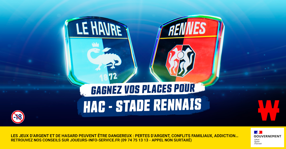 WinamaxSport's tweet photo. ⚽️ 1 lot de 2 places VIP est à gagner pour @HAC_Foot - @staderennais, dimanche 05/10 à 17h15 !

🎁 Pour participer : retweetez ce tweet, suivez @WinamaxSport et répondez avec votre pseudo Winamax.

👉 Tirage au sort à 16h30 !

📄 Règlement > https://t.co/GK4TmOZf3R https://t.co/JqrASaIyAj