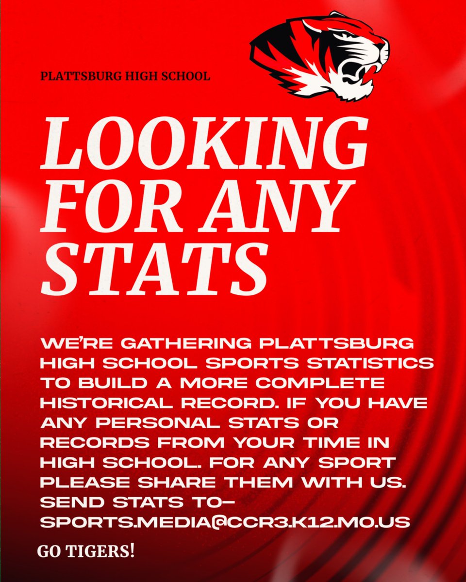 Looking for any old Stats, Record Books, Banquet Packets, or anything else you might have that could help us update and complete our record books! Please reach out to sports.media@ccr3.k12.mo.us !!