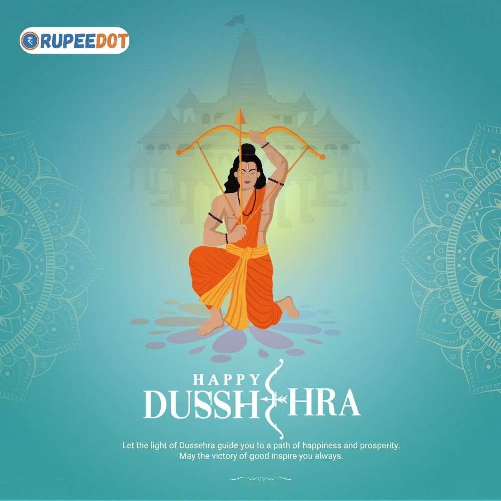 RupeeDot's tweet photo. The triumph of good over evil. Happy Dussehra!

May you be inspired by the victory of Lord Rama. 🙏

#rupeedot #dussehra #lordram #blessings https://t.co/3YSXPs9Np7