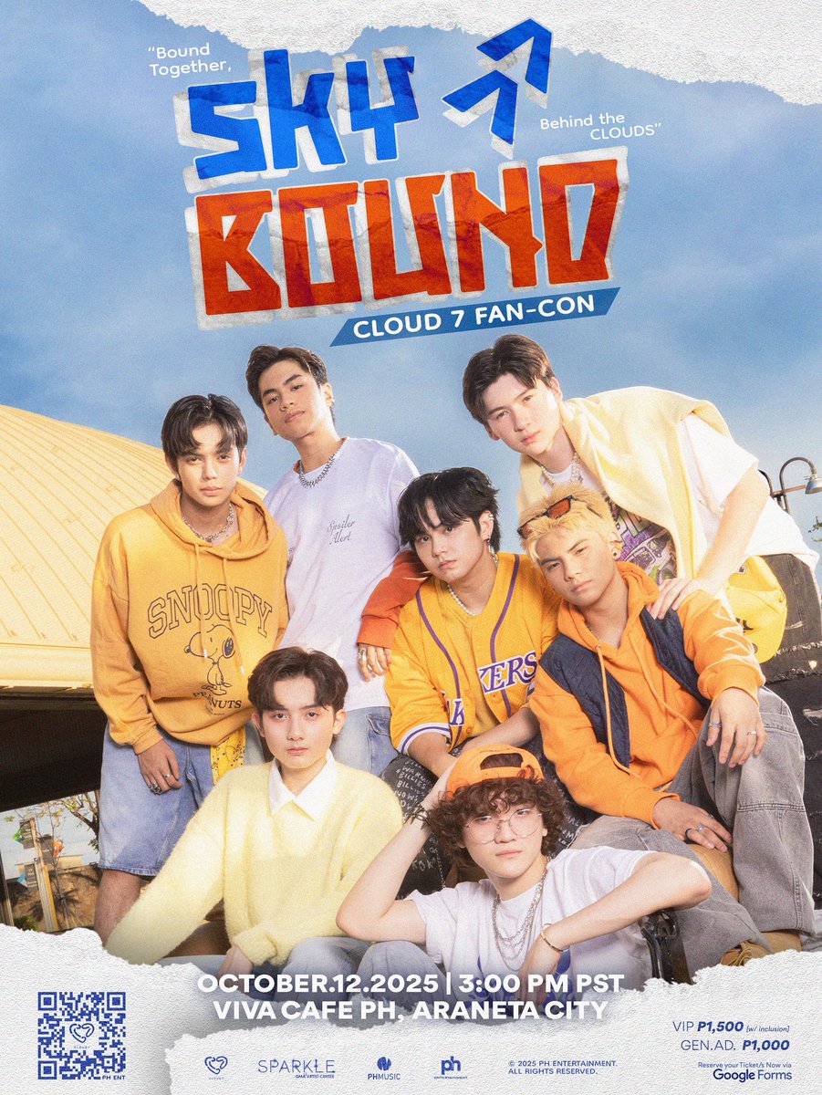 cloud7_ph's tweet image. ☁️ CLOUD 7 is soaring higher at #SKYBOUND ✨

📅 Oct 12, 2025 | 3PM
📍 Viva Café PH, Araneta City

🎟 VIP ₱1,500 (Merch + Drink)
🎟 GA ₱1,000 (Drink)

Reserve now 👉 forms.gle/cKua2EAitPDYhV…

Don’t miss this journey—see you in the sky, RAINBOWs! 🌈✈️

#CLOUD7_ph #PHEntertainment