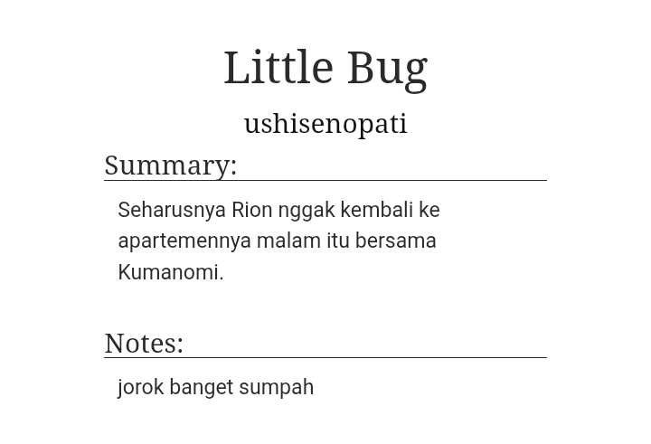 gakuatbang's tweet photo. #kumarion one shot fic 🔞

— Little Bug 

Seharusnya Rion nggak kembali ke apartemennya malam itu bersama Kumanomi. 

tags below ⬇️
🔗 https://t.co/tOwtL6nIi6 https://t.co/CjfXOypQwf