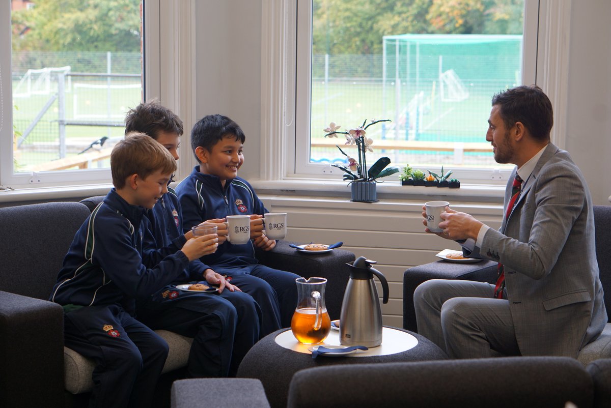 RGSprep's tweet image. Our Head Boys kicked off the first in a series of ‘Hot Chocolate with the Head’ sessions, a relaxed opportunity to chat with Mr Freeman-Day. 

#RGSPrep #PrepSchoolSurrey #IndependentEducation #Wellbeing