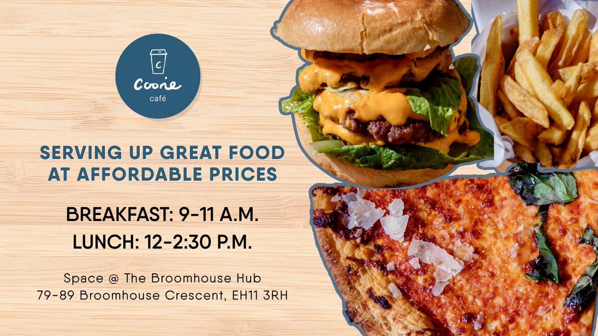We believe good food should be available at affordable prices.

That's why #CoorieCafe provides great tasting, fulfilling, &amp; nutritious meals for less than a tenner.

🍳 Breakfast: 9-11 a.m.
🥪 Lunch: 12-2:30 p.m.

#SocialEnterprise #Cafe #Coorie