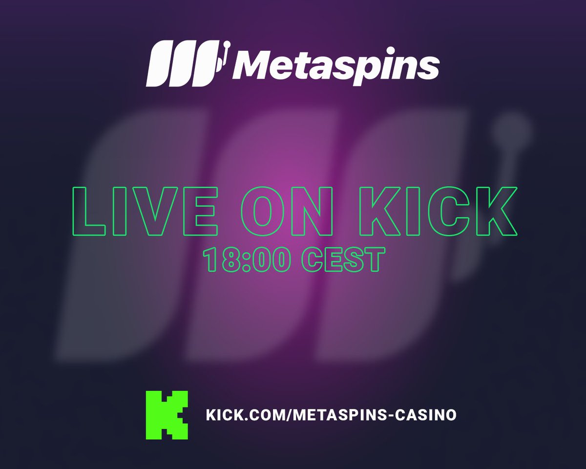 metaspinscasino's tweet photo. We're live on https://t.co/PUsTRL5f8c @ 6pm CEST

Join us in spinning slots, chasing bonuses and some exclusive giveaways! 🎁 https://t.co/wyMkrDchuu