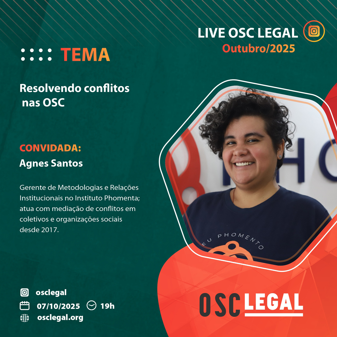 osclegal's tweet image. Live OSC LEGAL - Resolvendo conflitos nas OSC

✅Com Agnes Santos (Instituto Phomenta)

🕕Dia 07/10 às 19 hs, pelo Insta instagram.com/osclegal/

✒️ Envie suas perguntas e dúvidas: osclegal.org

Aguardamos tod@s,

#conflito #OSC #associacao #osclegal