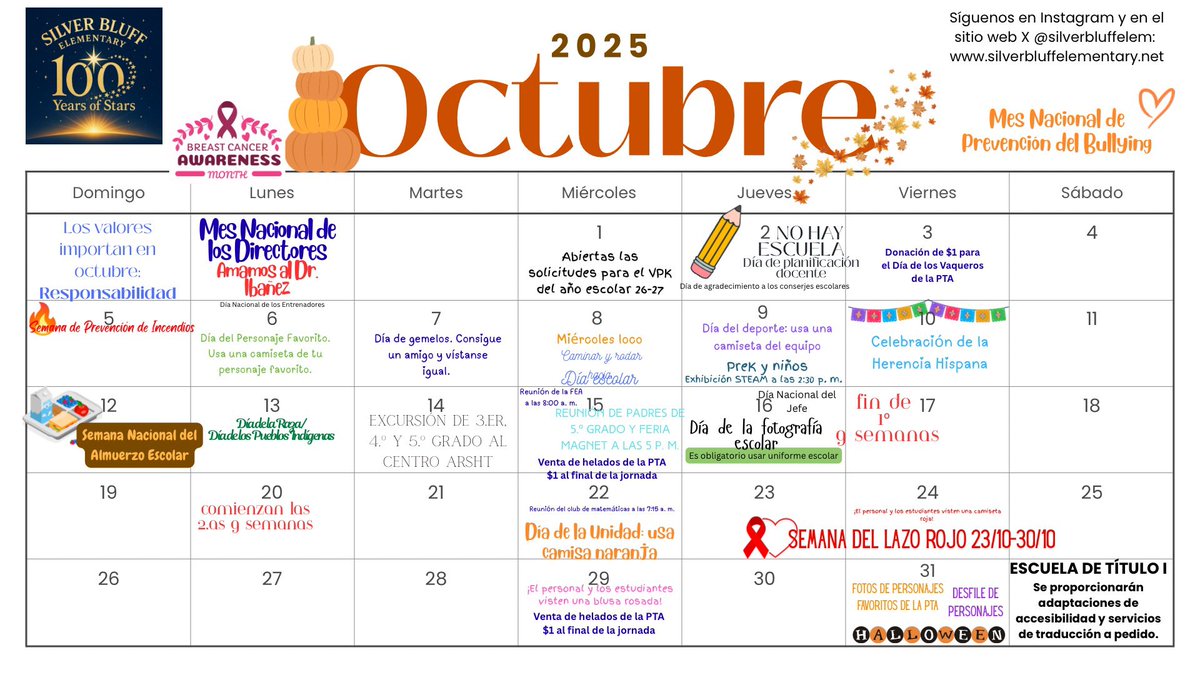 So much going on in October at SBE!! Calendars will be going home this week. Please review important dates and events. #100yearsofstars   🎃👻⭐️🍂<a href="/MDCPS/">Miami-Dade Schools</a> #mdcpsyourbestchoice