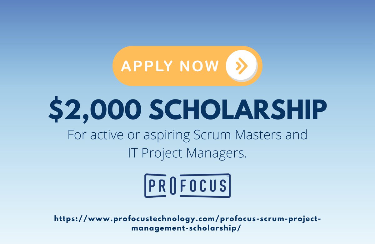 ProFocusTech's tweet image. Applications are now open for our annual #scrum scholarship!
Please share with friends or colleagues and help us honor our friend and Silicon Forest community member Philip Lily. 🌟
Learn more: profocustechnology.com/profocus-scrum…