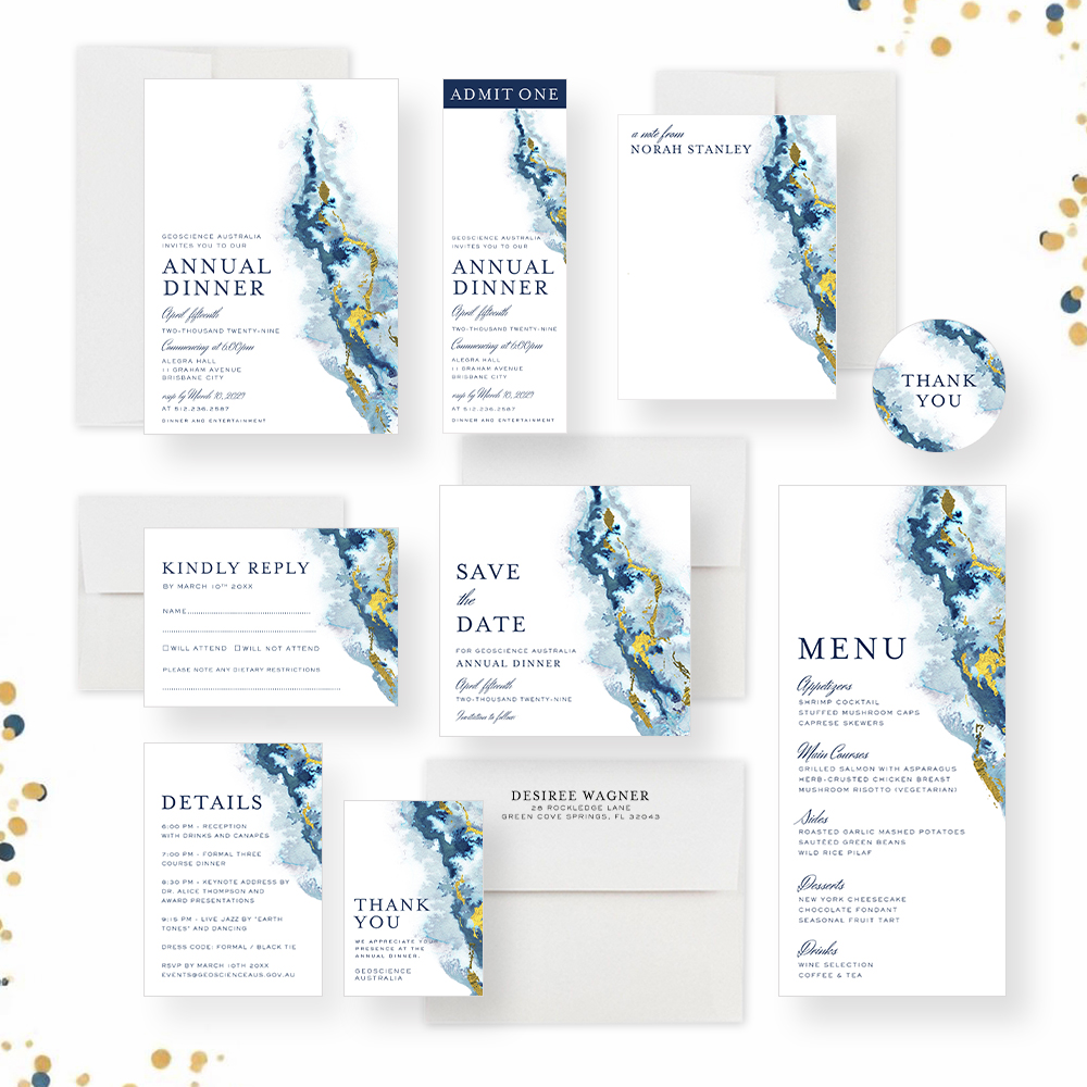 ClaudiaOwenBlog's tweet image. ✨This geode annual dinner invitation features deep blue and gold watercolor accents with sleek typography—perfect for corporate galas, banquets, or networking dinners.🧭
⁠
⁠📩 Shop now: claudiaowen.com⁠
.⁠
.⁠
.⁠
#businessnetworking #annualdinner  #corporateevent