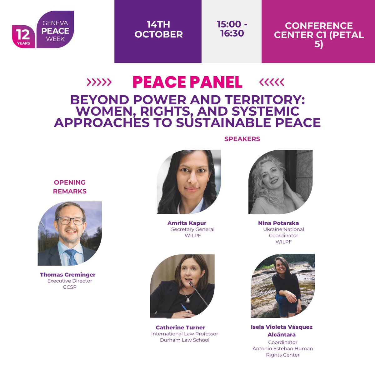 Pleased to be part of a workshop on “WPS in Action: Connection and Solidarity” &amp; panel on “Beyond Power and Territory: Women, Rights, and Systemic Approaches to Sustainable Peace”, during #GenevaPeaceWeek!
<a href="/BerghofFnd/">Berghof Foundation</a> <a href="/DCAF_Geneva/">DCAF HQ</a> <a href="/UN_Women/">UN Women</a> <a href="/INTGenderChamps/">International Gender Champions (IGC)</a> <a href="/NobelWomen/">Nobel Women</a> <a href="/WILPF/">WILPF</a>