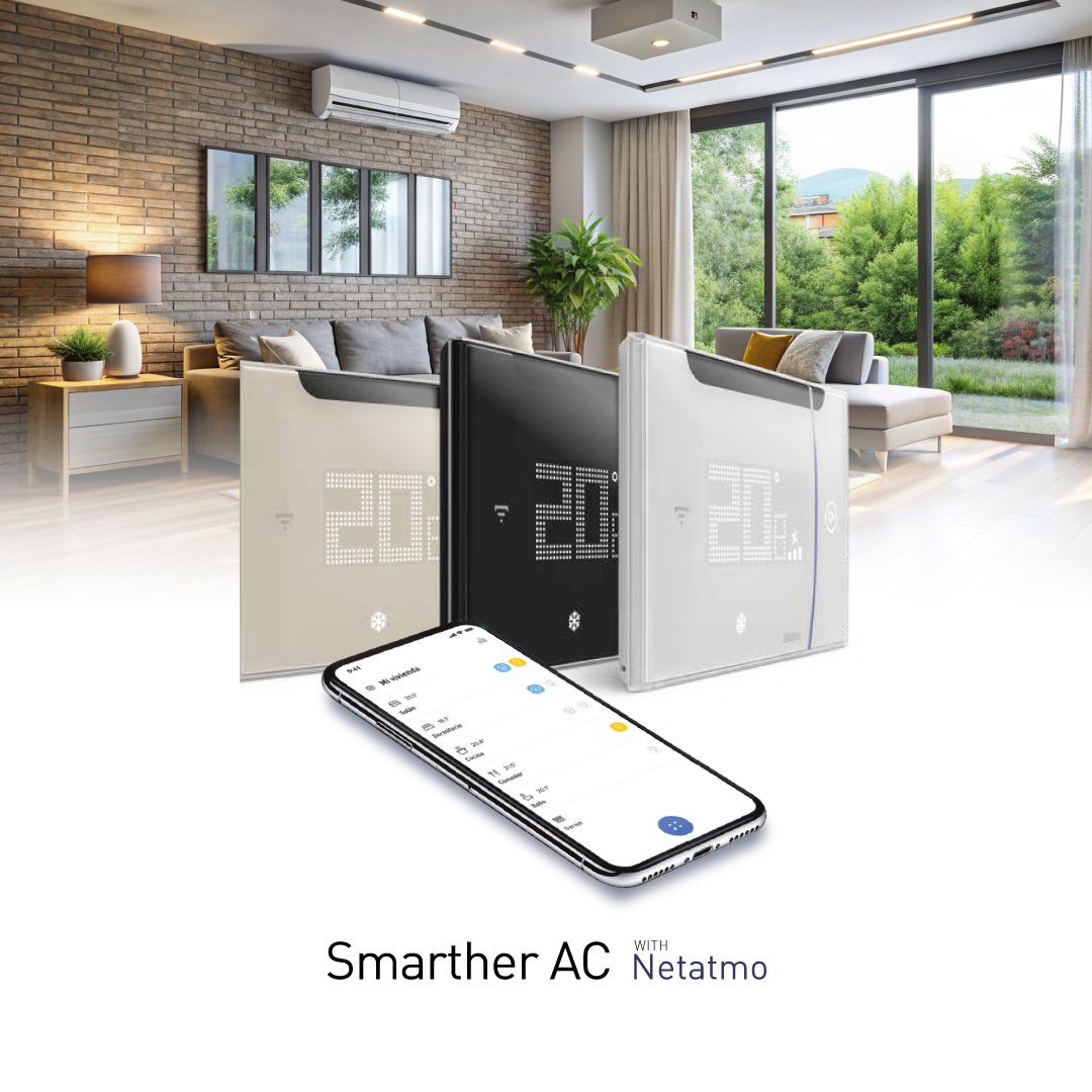 Total confort con #SmartherAC de #BTicino , el #termostato #conectado ideal para sistemas de calefacción y AC de split y Fan Coil. Controla la temperatura de tu hogar con un solo toque desde la app Home + Control o con asistentes de voz. 🔥❄️ 

👉 bityl.co/QDqa