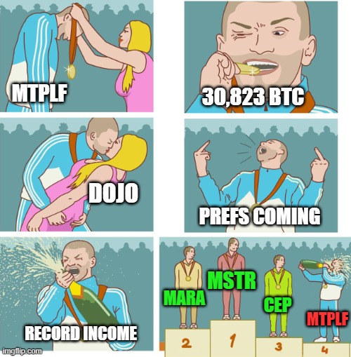 Congrats to all fellow dojenerates celebrating $MTPLF reaching 4th on the BTC Treasury Company rankings.

Price action has been painful lately with everything else starting to run, but I believe our time will come soon. Nothing to do now but meme and HODL.

Also, with the quiet