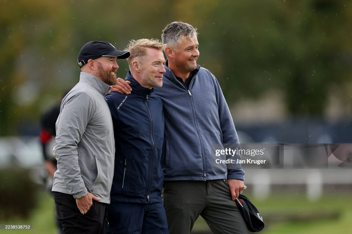 LyricallyTC's tweet photo. ⛳ Musicians Dave Farrell, Ronan Keating and Tom Chaplin pose for a photo on the first hole during a practice round prior to the Alfred Dunhill Links Championship 2025 at The Old Course in St. Andrews, Scotland.
Today's pictures on Getty!📸 https://t.co/O4e2dKtrD1