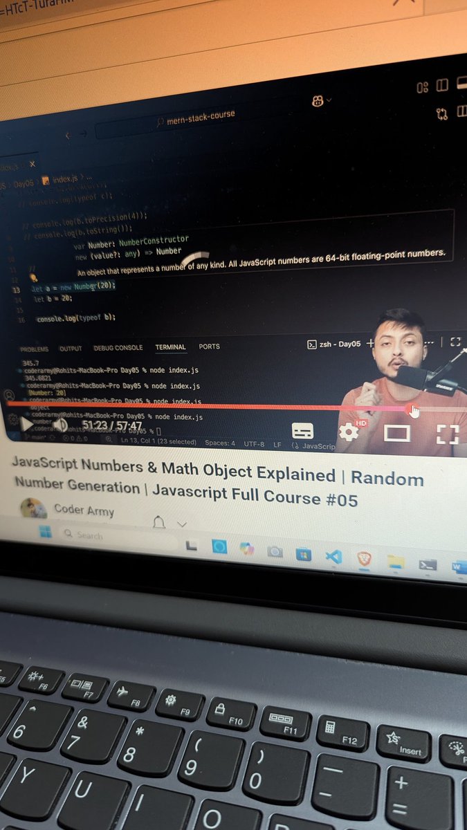 heyyHars's tweet image. 🚀 Day 20 Done! 
Learned JS numbers, Math object (random, toFixed, toPrecision, toString), and key differences: primitives compared by value, non-primitives by reference. Math.random() isn’t secure for OTPs!
@rohit_negi9
#CoderArmy #DefenceChallenge #WebDevelopment #100DaysOfCode