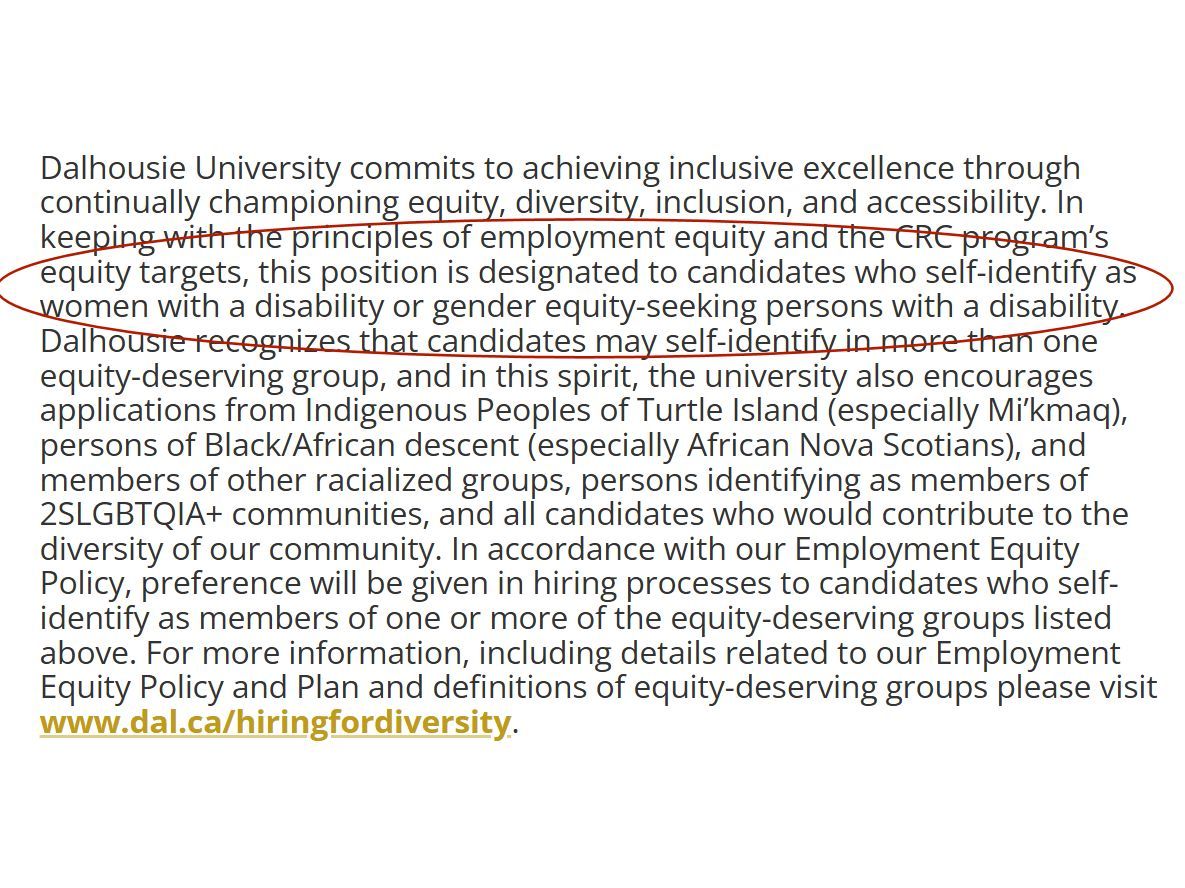 nationalpost's tweet image. Screening for university jobs by race and identity is now standard practice in Canada, and often federally mandated

FIRST READING: Canadian AI research position open only to disabled women nationalpost.com/opinion/canadi…