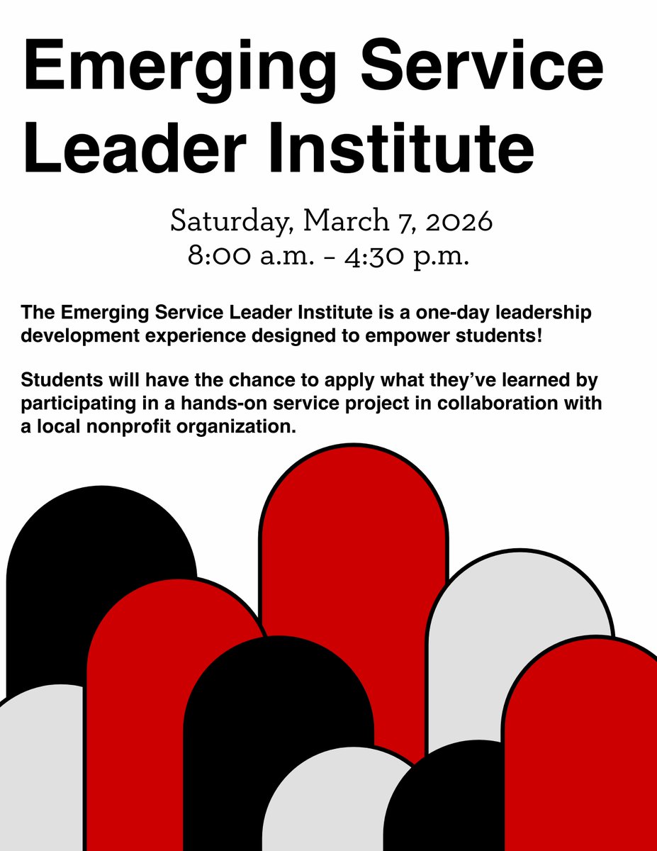 The Emerging Service Leader Institute is a one-day leadership experience designed to empower students who are passionate about service, leadership, and making a difference.

📅 Saturday, March 7, 2026 | 🕗 8 AM–4:30 PM