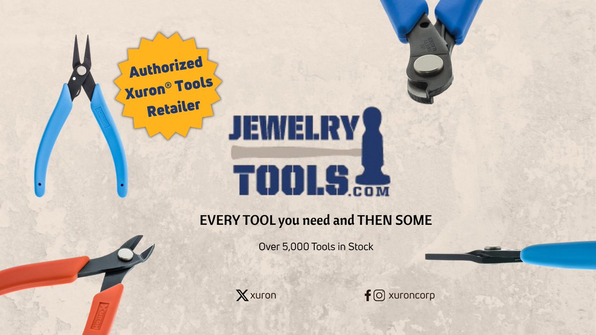Xuron's tweet image. Great news, jewelry makers! ✨ We&apos;re excited to welcome JewelryTools to our family of authorized retailers. Now it&apos;s even easier to find the precision, durable Xuron® tools you need for your projects. #JewelryMaking #XuronTools