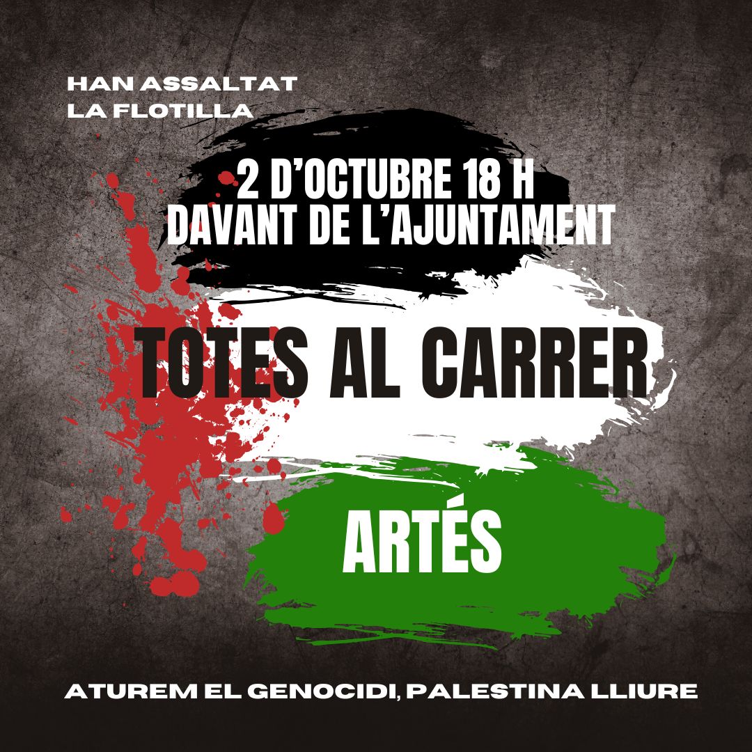 🔴 Han assaltat la Flotilla, demà 2 d'octubre davant de l'Ajuntament a les 18h! TOTES AL CARRER! 

ATUREM EL GENOCIDI, #palestinalliure🇵🇸