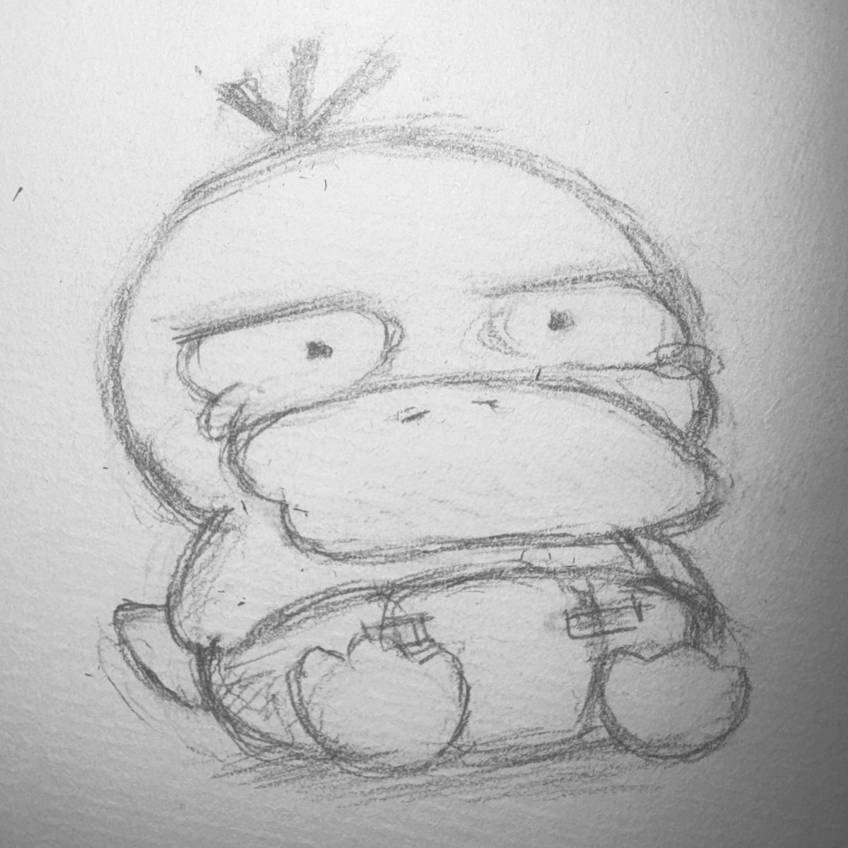 Why does my first baby psyduck look more and more jaded by life as I keep drawing?

＿ﾉ乙(､ﾝ､)_