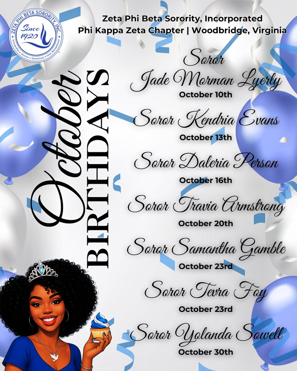 zphibpkz's tweet image. Good afternoon Community! As we enter the month of October, please help us celebrate our Sorors as they enjoy their birth month! Happy birthday Sorors! We love you and pray each day is full of love and blessings!