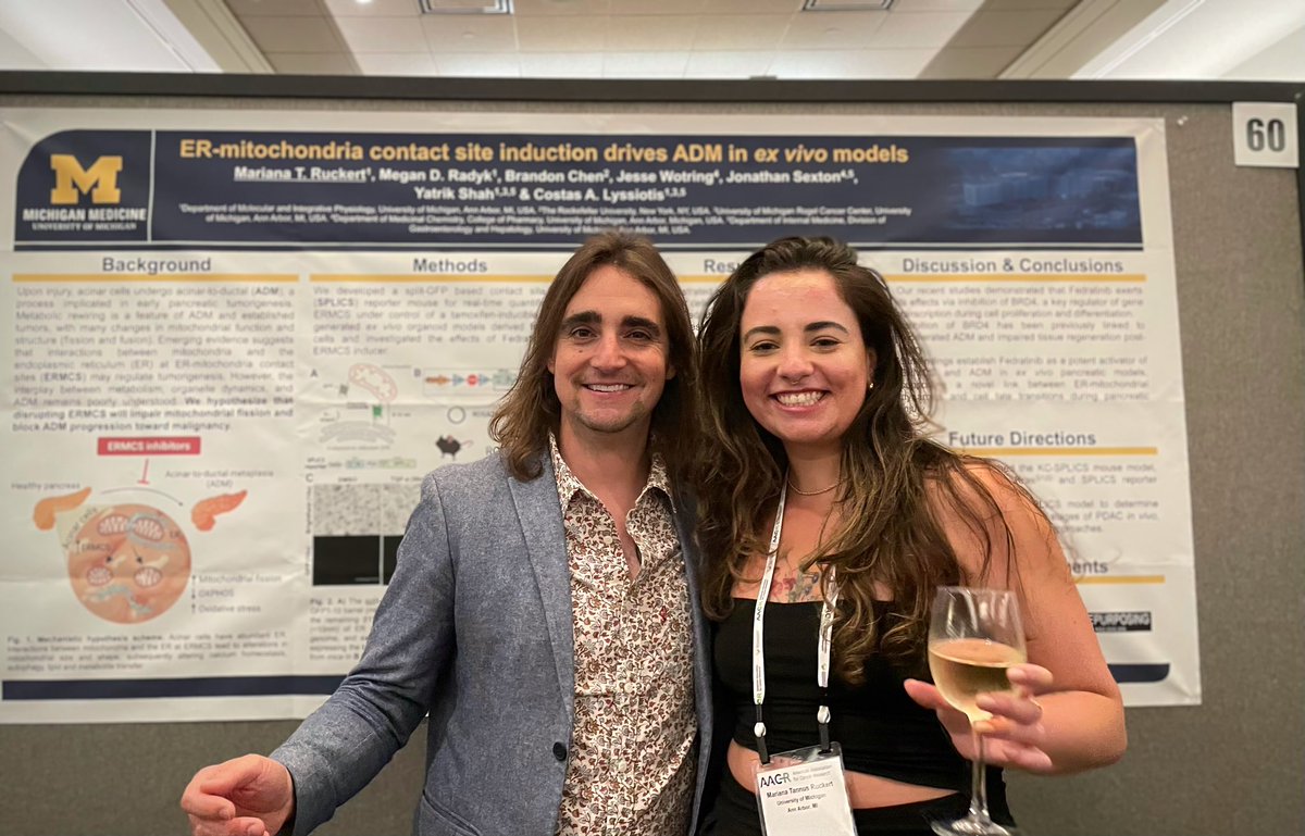 My first time taking my work at <a href="/UMICHpancreas/">Rogel and Blondy Center for Pancreatic Cancer</a> to a conference and I couldn’t be happier with the interactions and the feedback. Thanks to everyone that stopped by, particularly to my rockstar boss <a href="/LyssiotisLab/">Lyssiotis Lab</a> who made a special guest appearance yesterday 😎 #AACRPan25