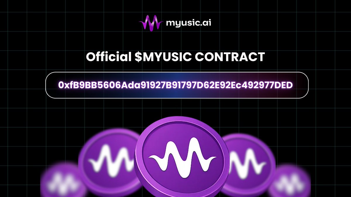 $MYUSIC LIVE!🚀

We’re excited to share the official contract address for $MYUSIC!

Contract Address:
0xfB9BB5606Ada91927B91797D62E92Ec492977DED