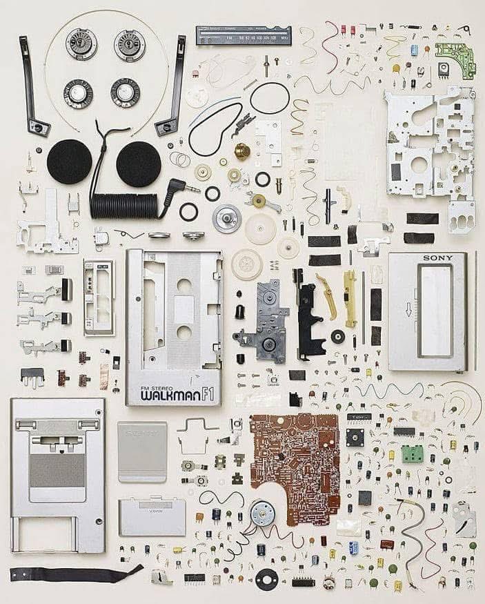All the parts of a Walkman, circa 1982