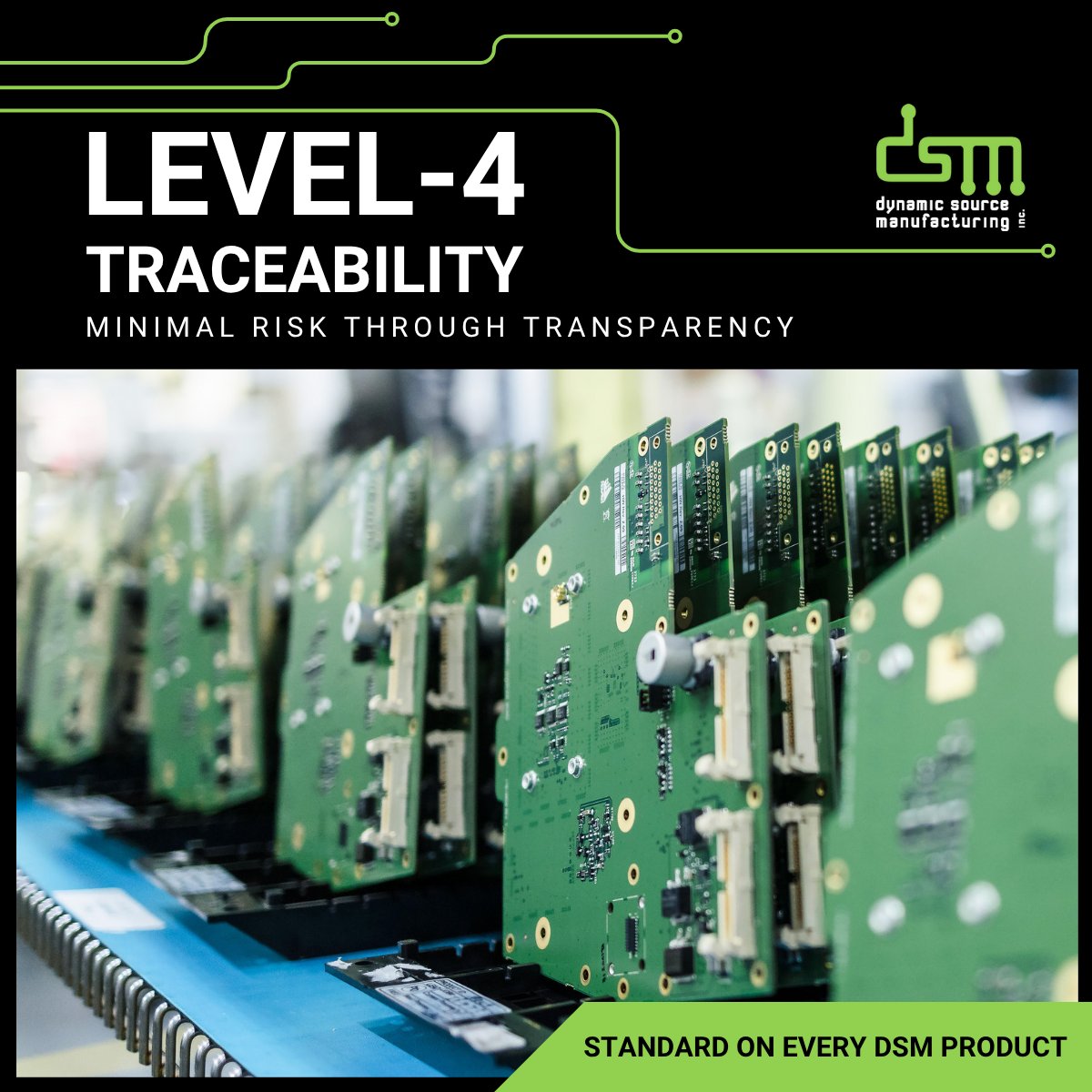 dynamicsource_'s tweet image. At DSM, traceability isn’t an add-on, it’s the standard for every product we manufacture.
With Level-4 traceability, we go beyond batch or lot tracking by capturing material and process assembly data for every serialized PCB, ensuring complete visibility and confidence.