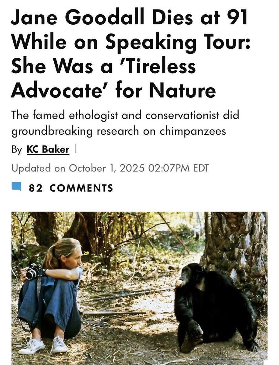 The world has lost a great person. Jane Goodall has passed away. 😢