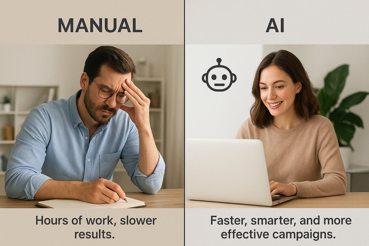 x_automaton's tweet image. Manual Affiliate Marketing vs AI Automation

Manual: Hours of work, slower results.

AI: Faster, smarter, and more effective campaigns. 

Which side are you on?
